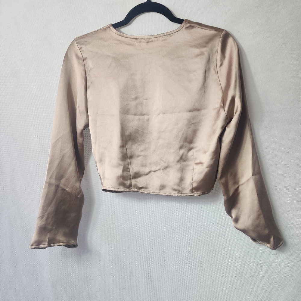 House of Harlow Revolve Satin Ruched Gold Top - Picture 3 of 5